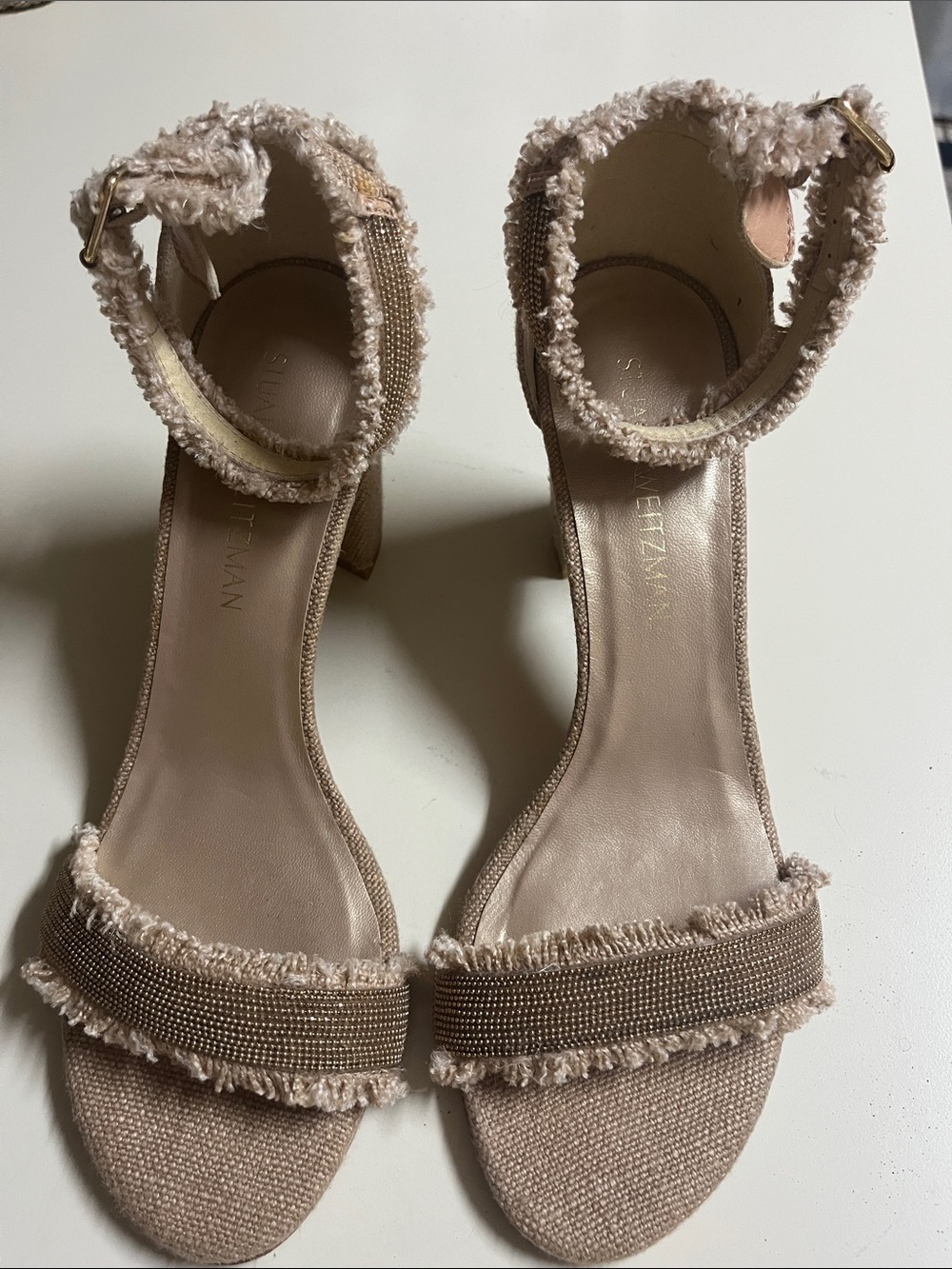 Stuart Weitzman frayed canvas sandals. Size 8-1/2 M